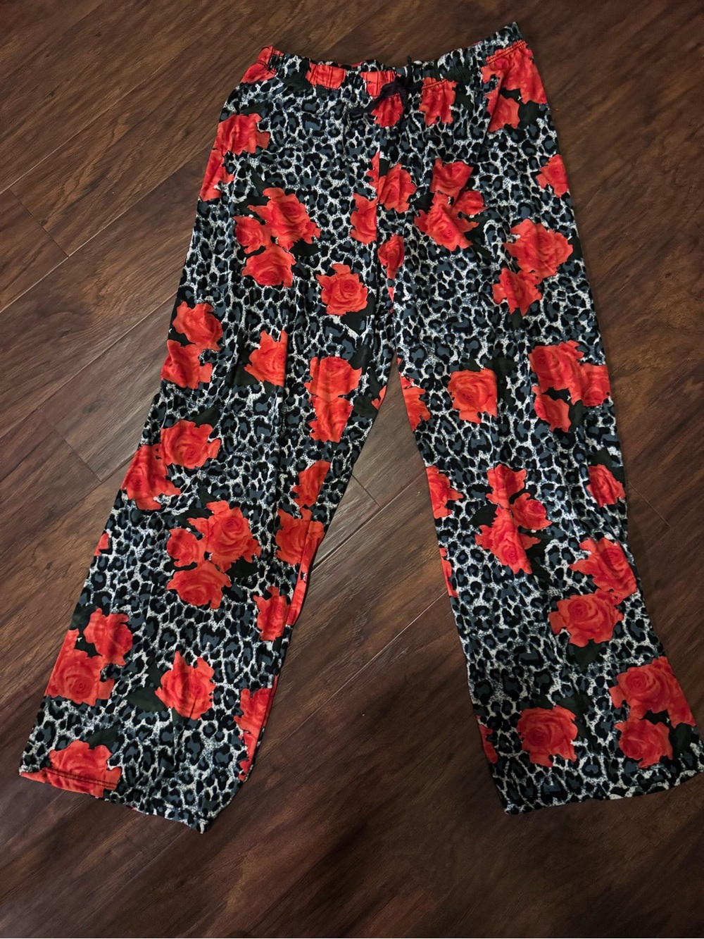 Women's Red Rose & Leopard Print Sleep Pants